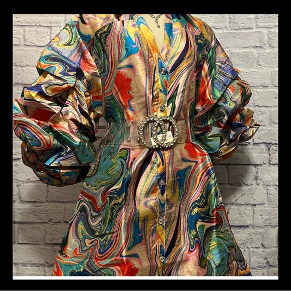 Dresses & Skirts - Colorful Swirl Patterned Dress OS fits most. The Belt Not Included ladies